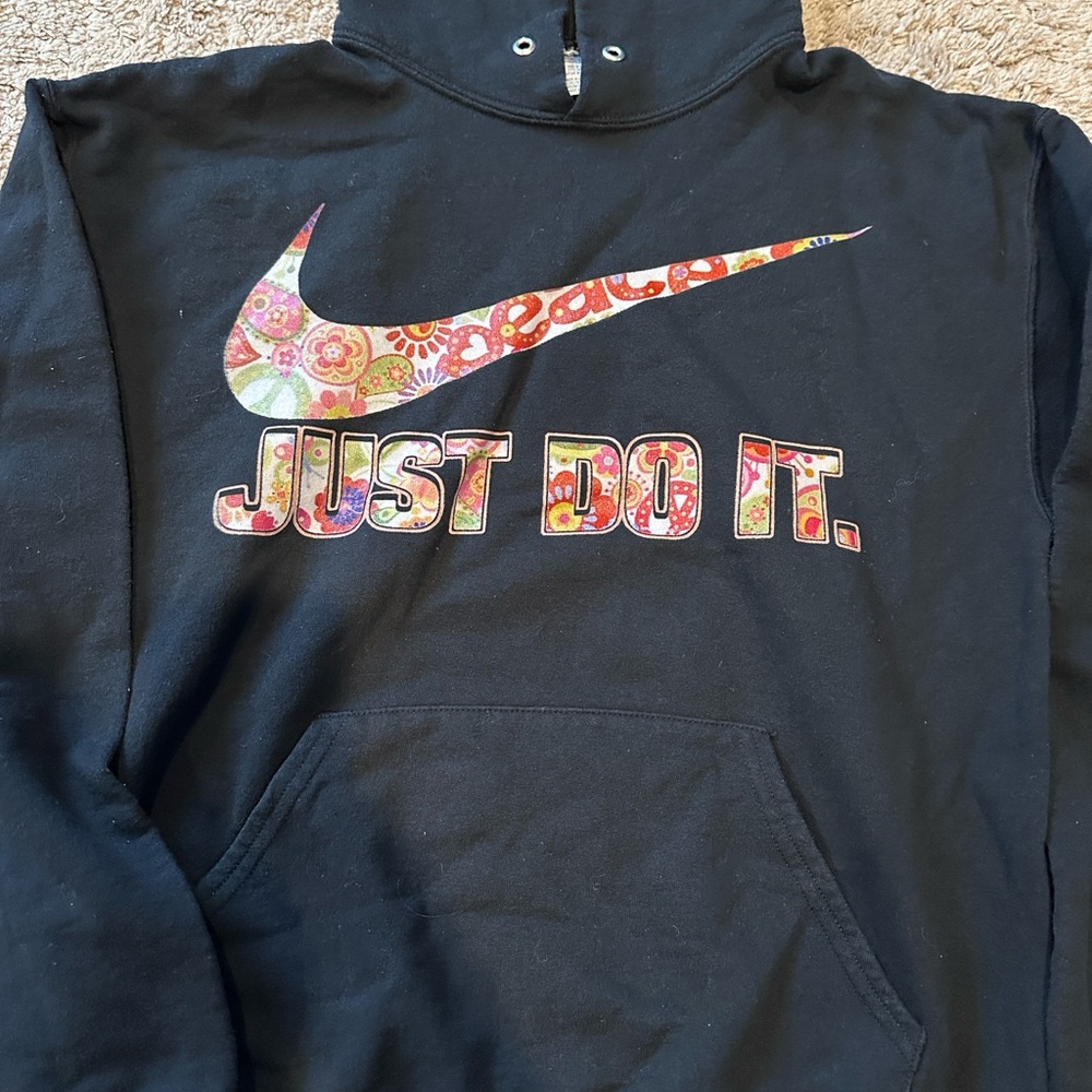 Jerzees Black Sweatshirt with Floral Graphic